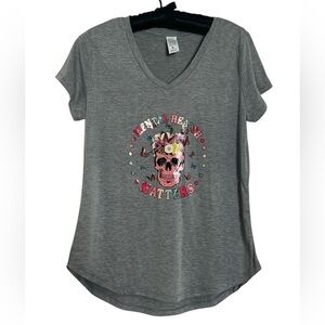 Screenprint Mental Health Gray Tee with Colorful Skull Design